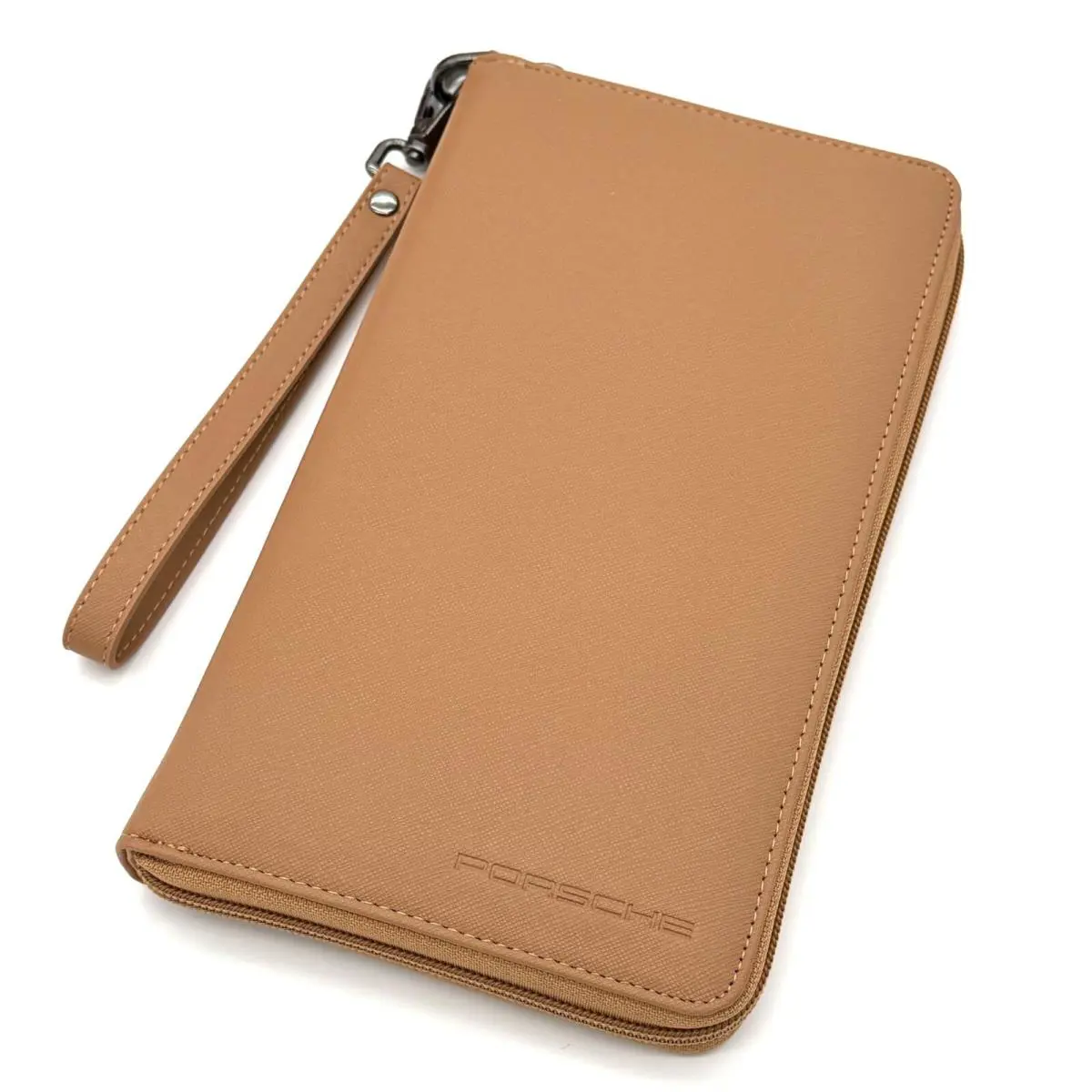 Chinese Year Themed Beige Leather Porsche Pouch - Cardholder AD Gift