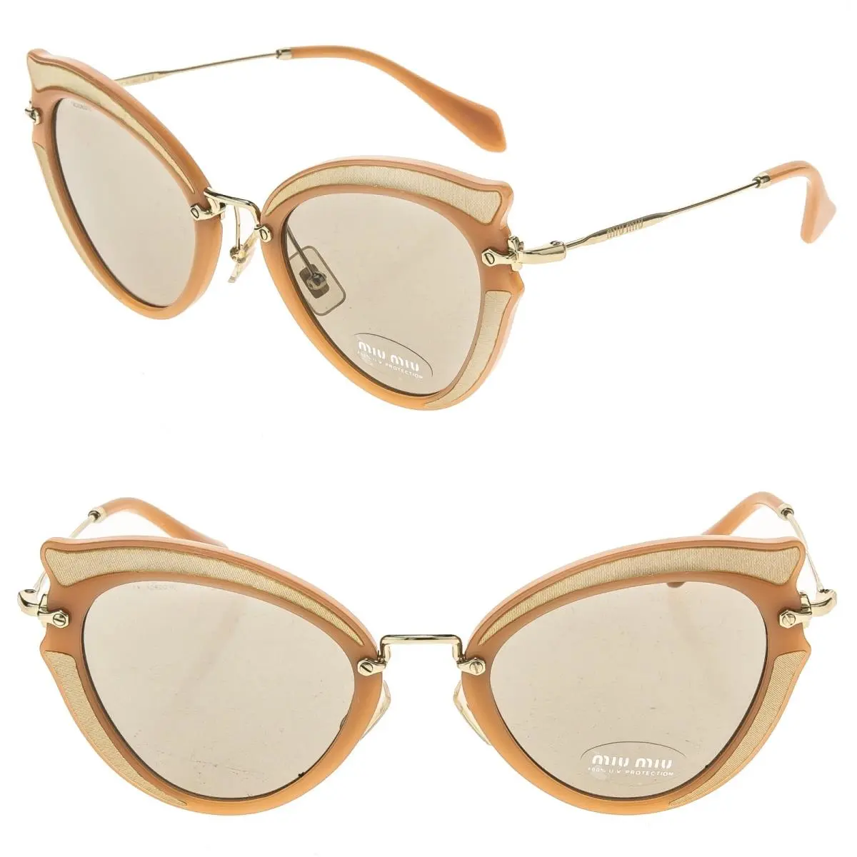 Miu Miu MU05SS Noir Silk Cat Eye Peach Beige Gold Women Sunglasses 05S