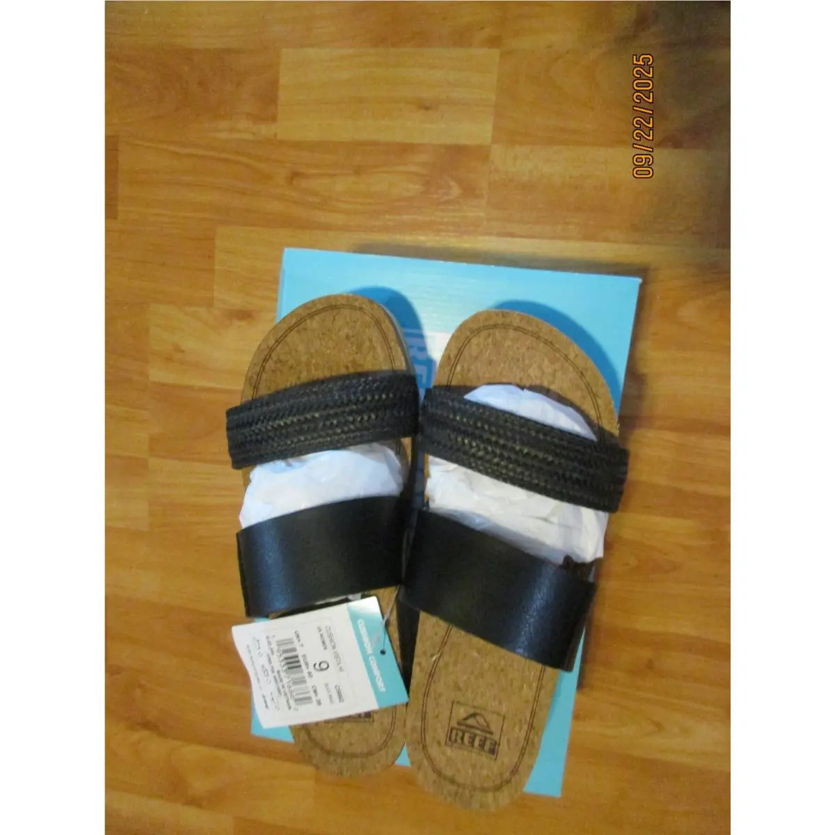 Women`s Reef Cushion Vista Hi Black Braid Sandals Sz 9 C19862
