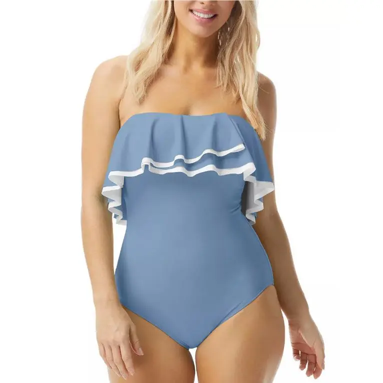 Coco  Contour Ruffled Strapless Tummy-control One-piece Swimsuit Size 12/36D by Reef