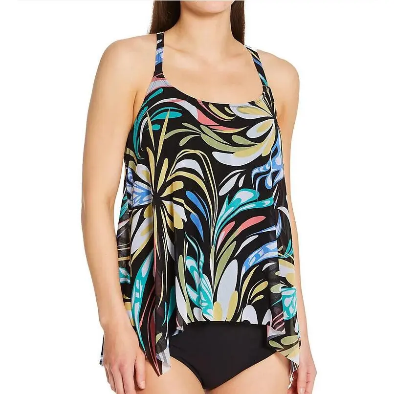 Coco  Retro Swirl Current Mesh Layer Only Tankini Swim Top Size 36C by Reef