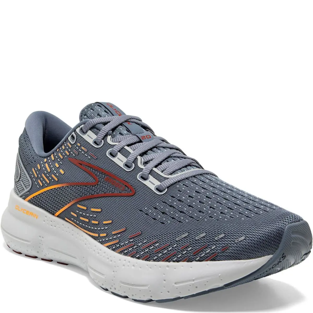 Brooks Men`s Glycerin 20 Running Shoes Grey/chili Oil/orange Size Options - Grey/Chili Oil/Orange