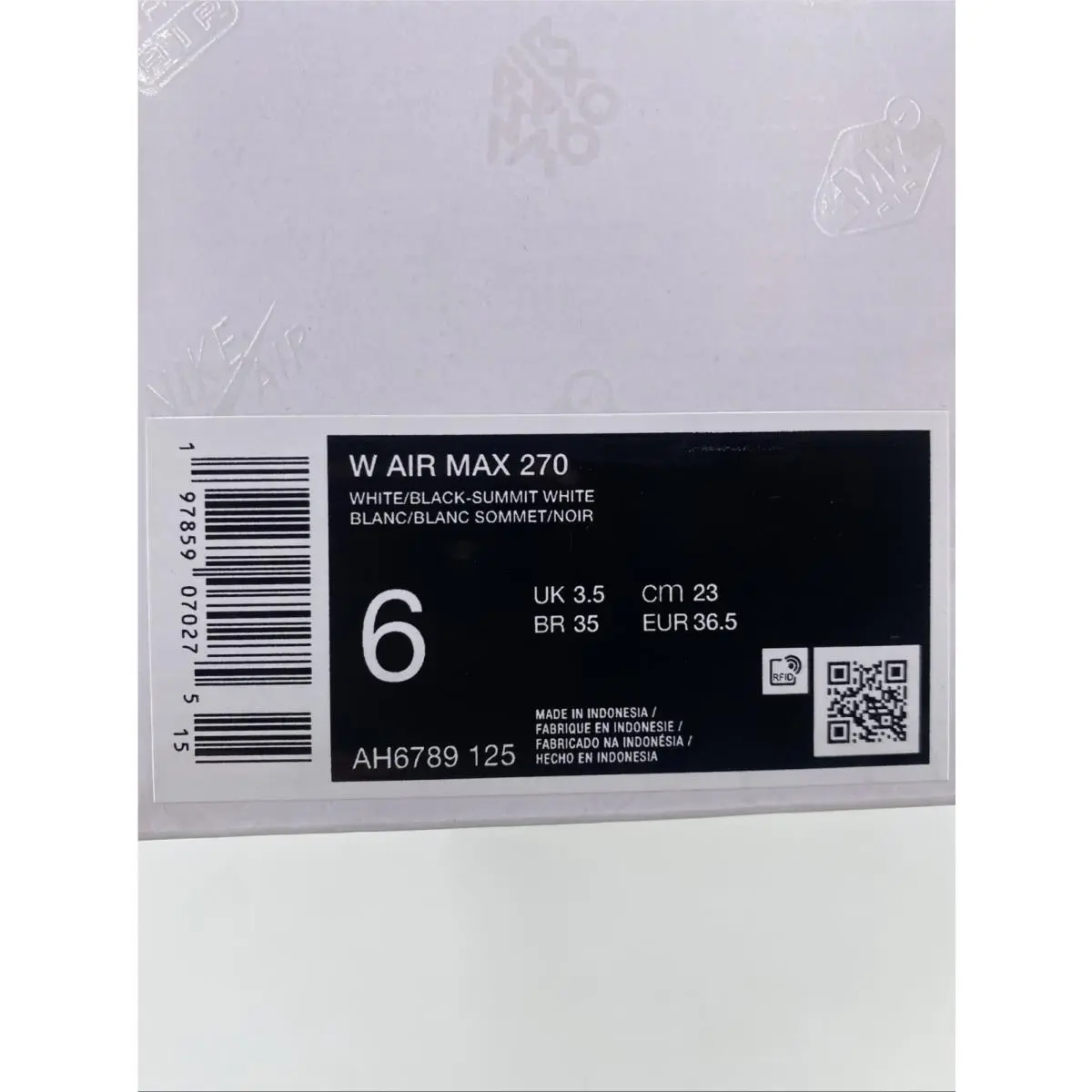 Nike shoes - Nike Air Max 270 - Air Max - AH6789-125 - White/Black-Summit White (UPC: 197859070275) 8
