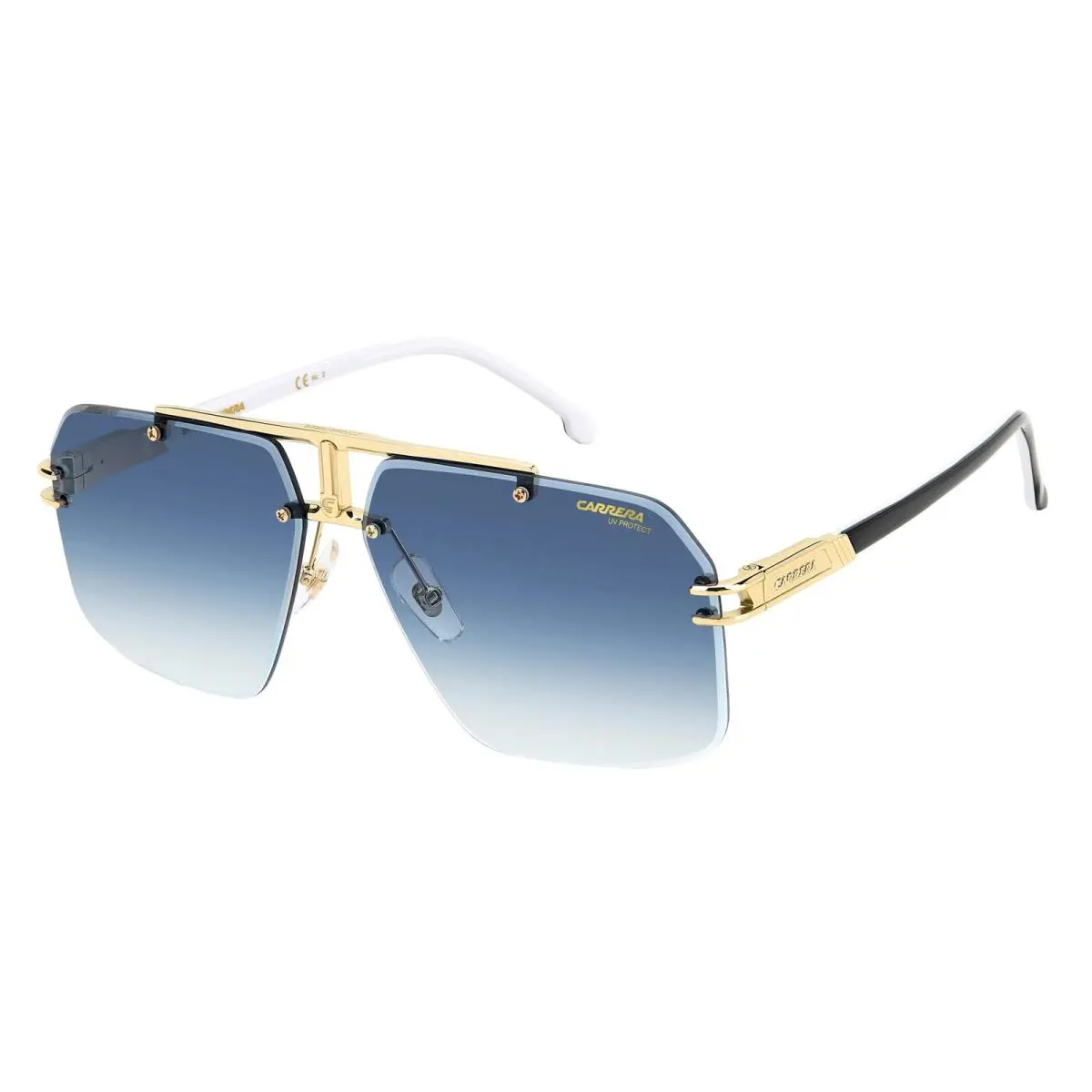Carrera Gold Dark Blue Shaded Sunglasses Size 63 12 145 with 2 Year Warranty