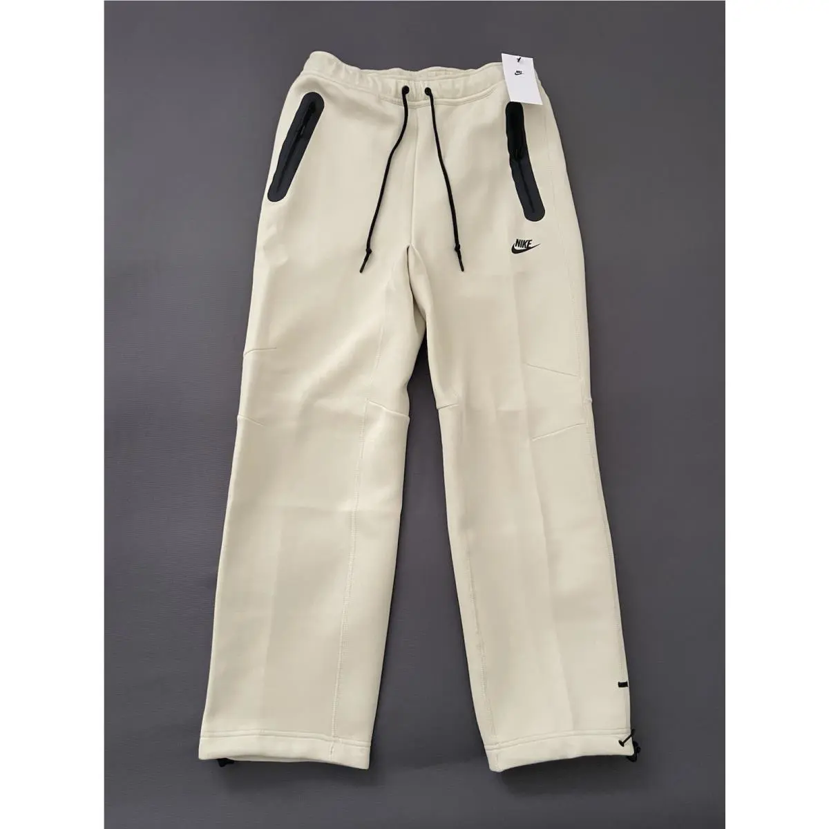 Nike Air Tech Fleece Open Hem Pant Mens XL Light Khaki/black HJ6533-234
