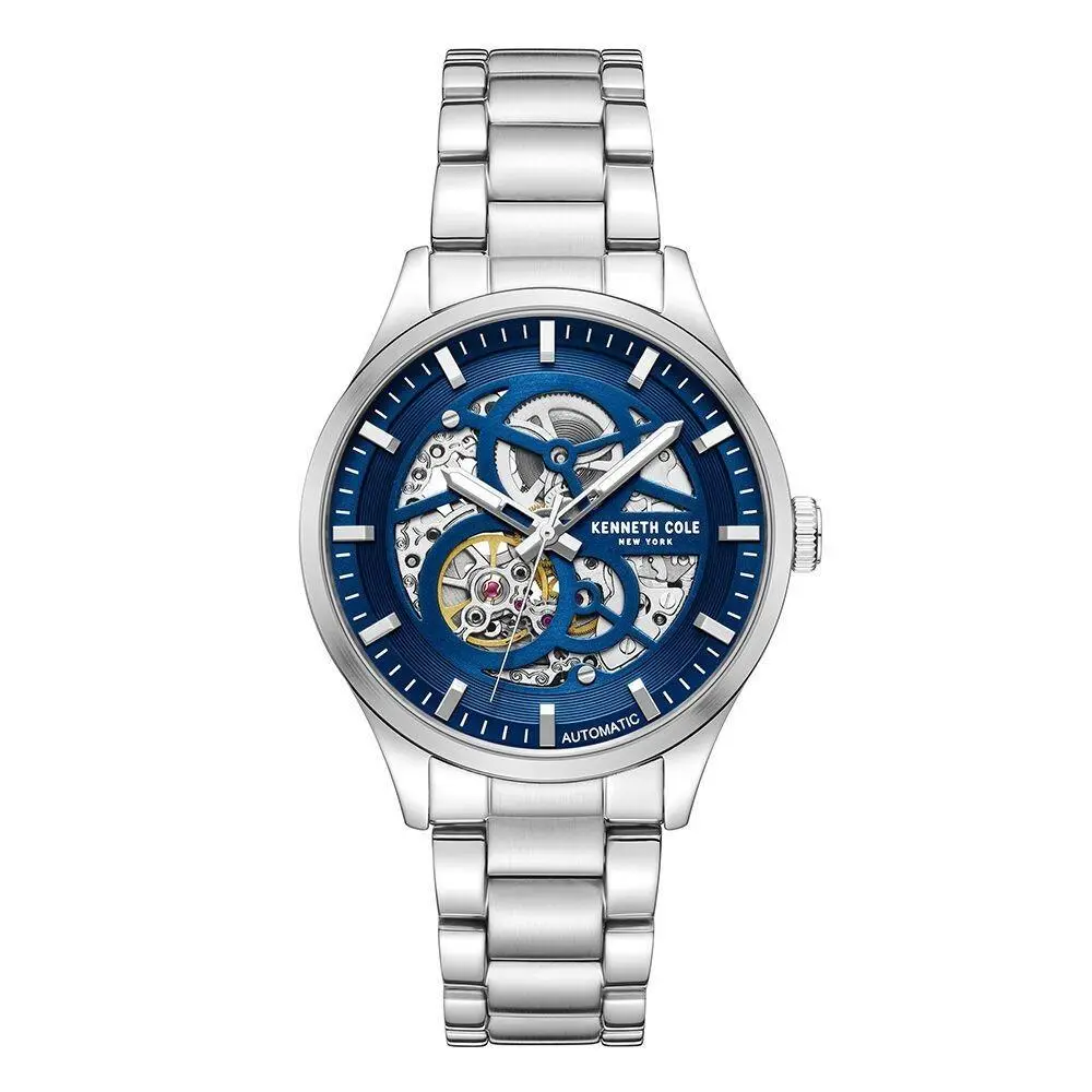 Men`s Blue Skeleton Automatic Watch - KCWGY0046410 by Kenneth Cole