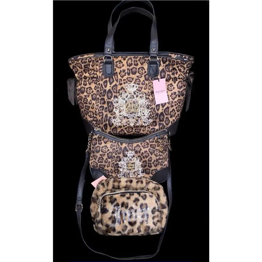 Juicy Couture Leopard Tote + Hobo Crossbody Bag Cosmetic Pouch Viral