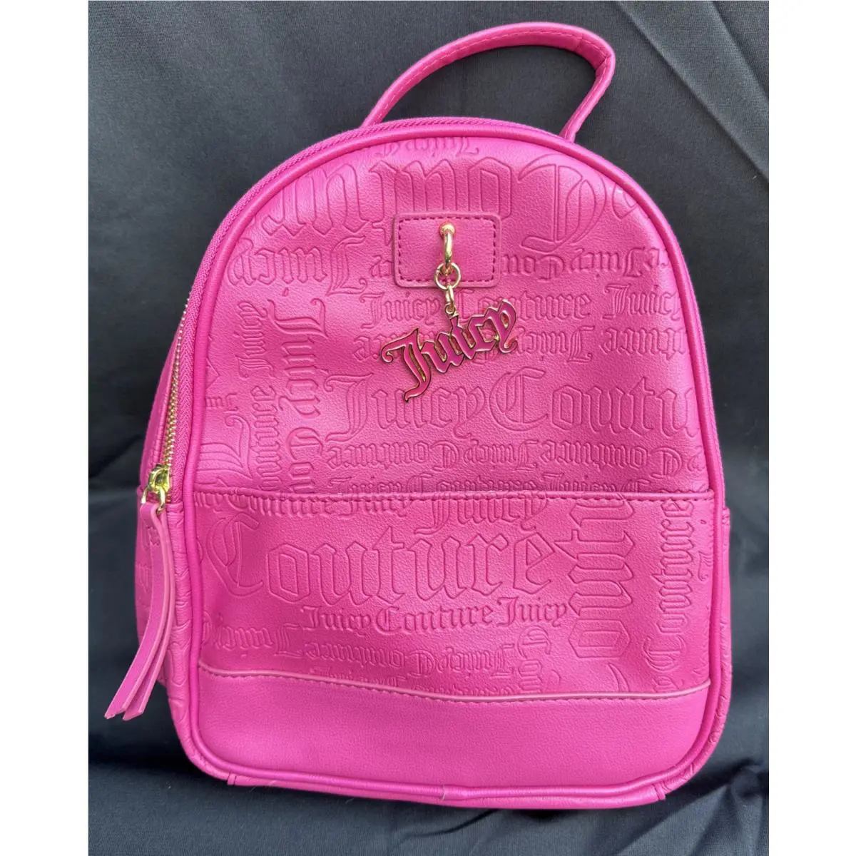 Pink Juicy Couture Backpack Purse Love Lock Embossed Raspberry Tart