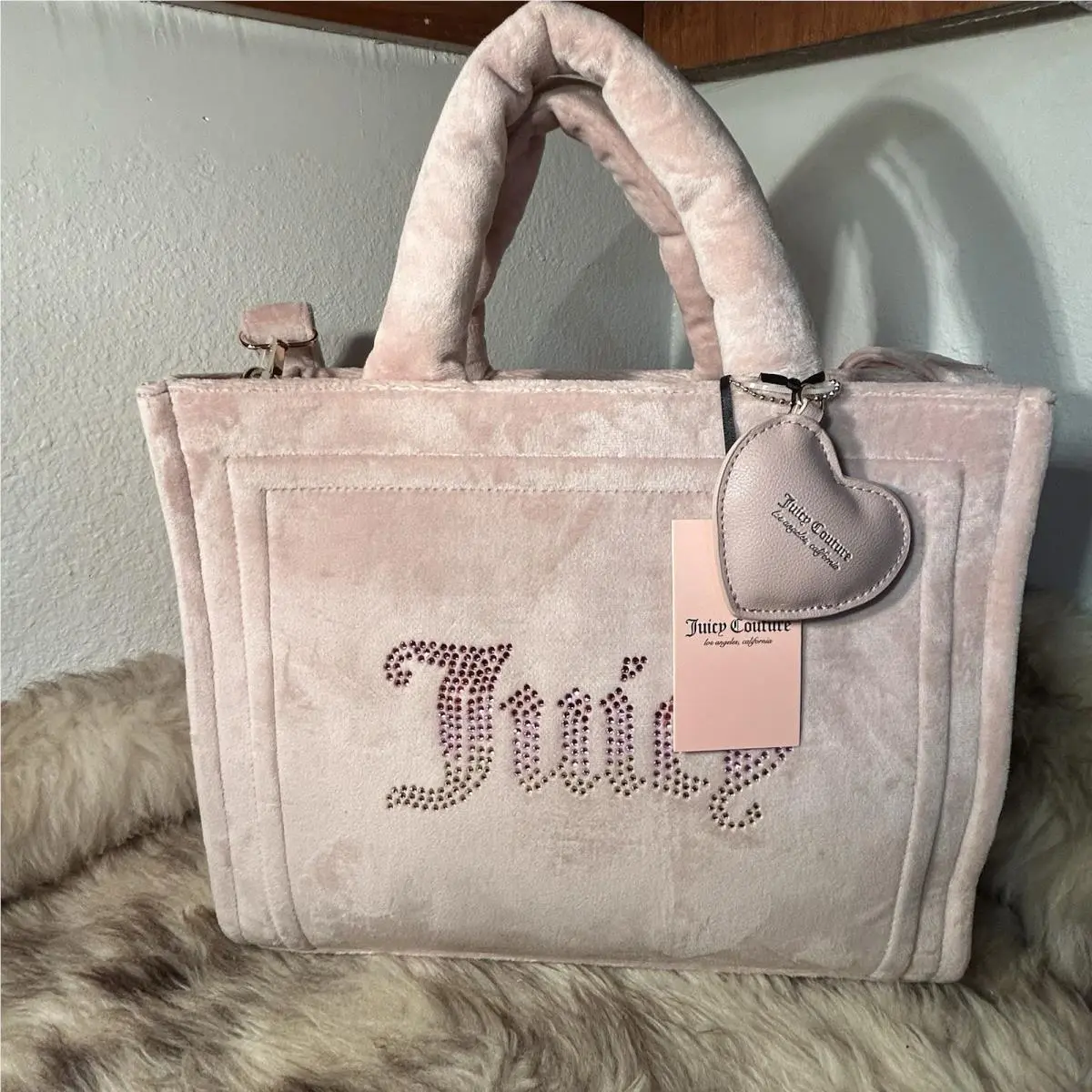 Juicy Couture Big Spender Velour Tote - Dusty Blush
