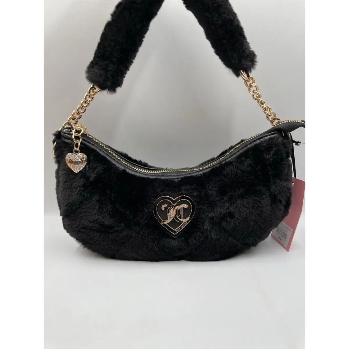 Juicy Couture Fur “lets Get Cozy” Shoulder Bag Black