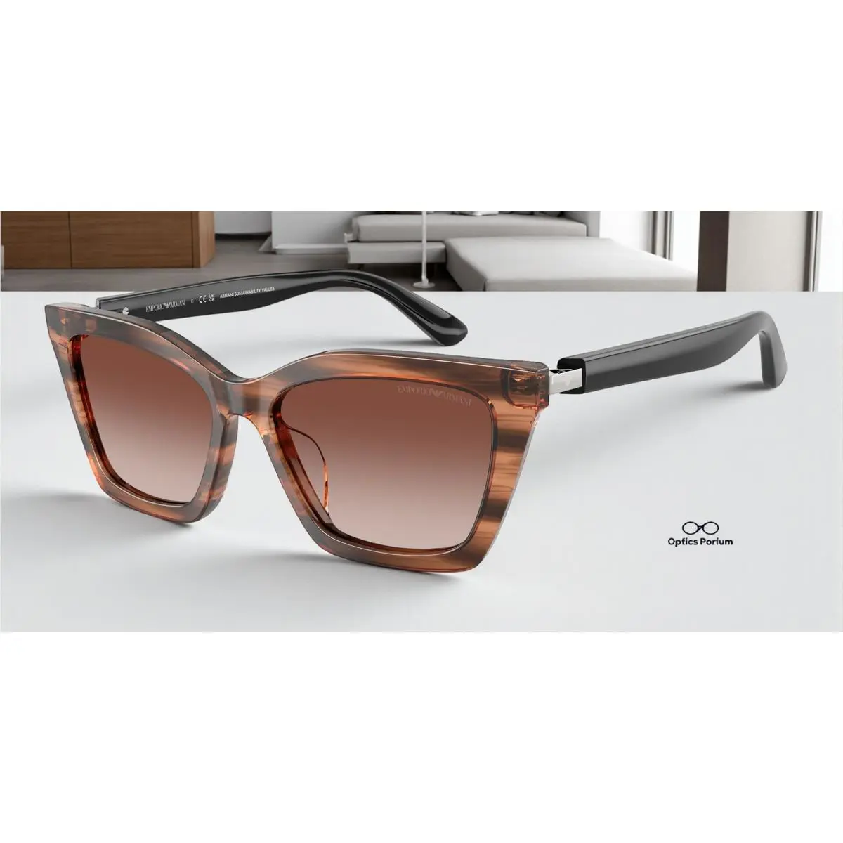 Emporio Armani EA4250U 626613 Striped Brown Gradient Brown 54mm Women Sunglasses