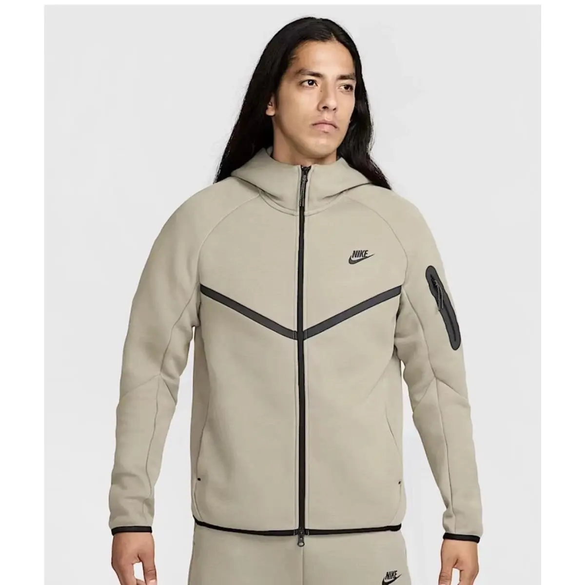 Nike Tech Full Zip Fleece Windrunner Mens Size Small Light Army Green HV0949-320