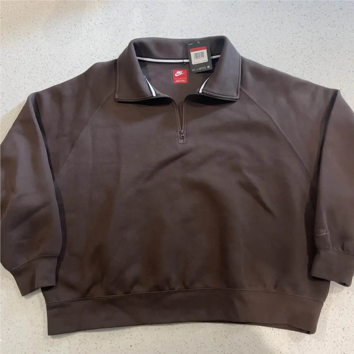 Nike Tech Men`s Large Fleece Half-zip Pullover Top Baroque Brown FZ7568-237