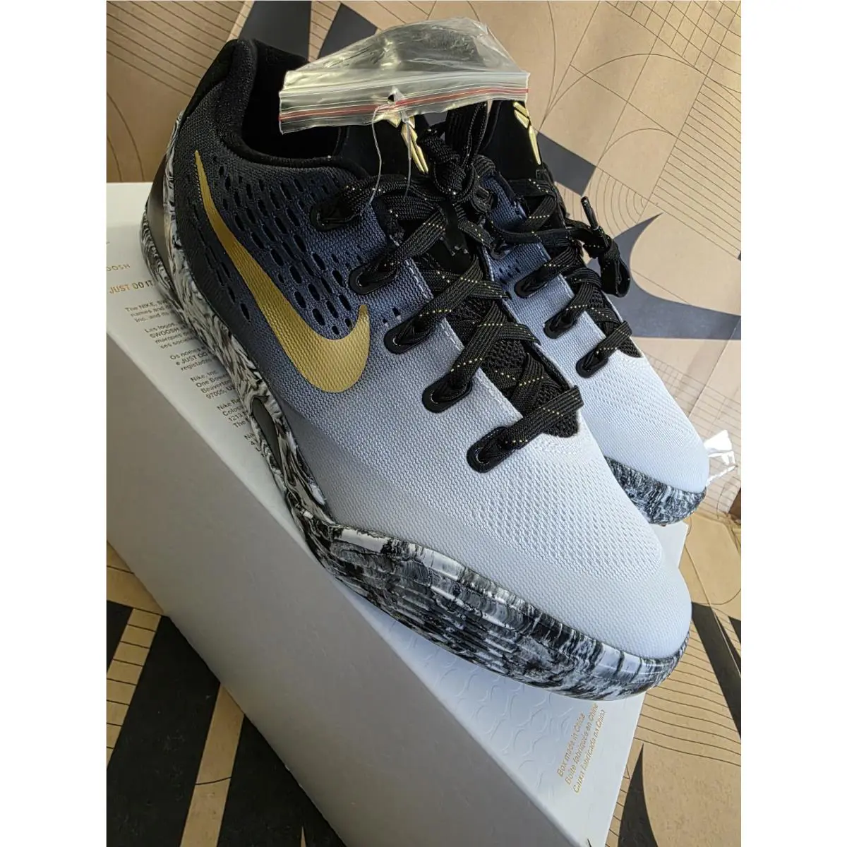Nike shoes - Nike Kobe 9 Low EM GS - BLACK/METALLIC GOLD-WHITE (UPC: 0198480766995) 0