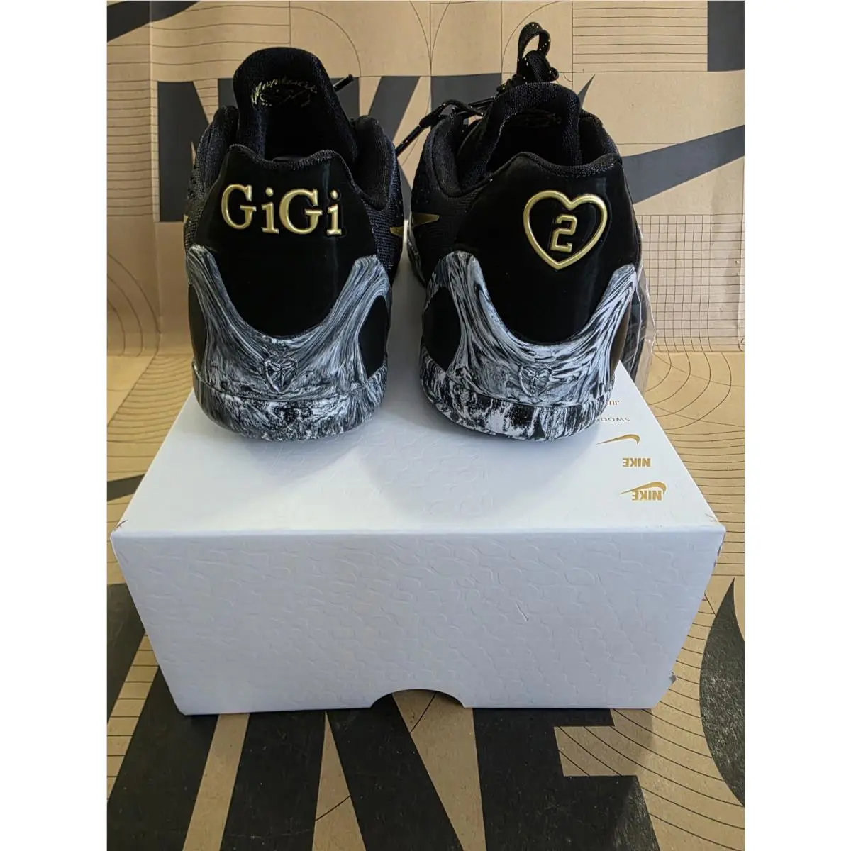 Nike shoes - Nike Kobe 9 Low EM GS - BLACK/METALLIC GOLD-WHITE (UPC: 0198480766995) 3