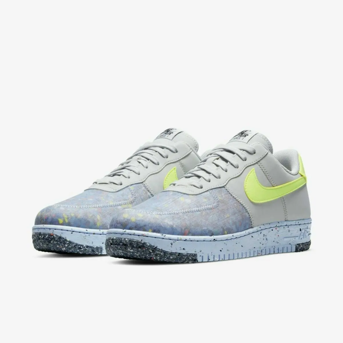 Nike Air Force 1 Low Crater Pure Platinum Barely Volt Shoes CZ1524-001 Size 7