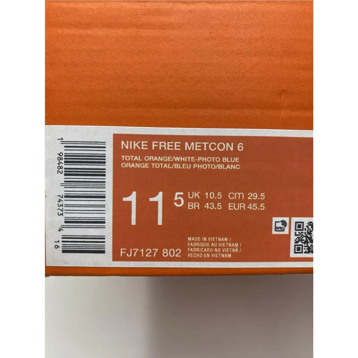Nike shoes - Nike Free Metcon - Free Metcon - FJ7127-802 - Total Orange/White-Photo Blue (UPC: 198482743734) 6