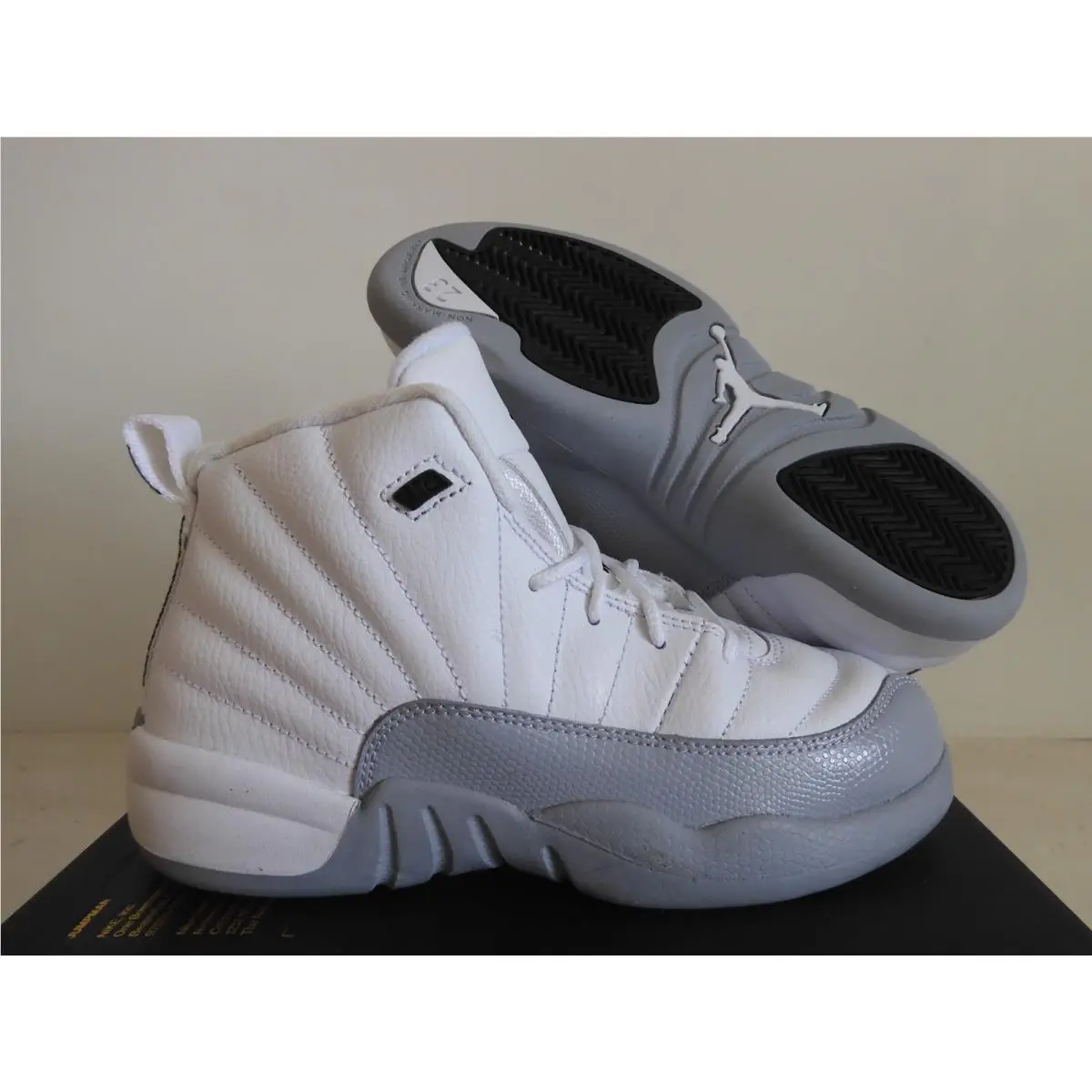 Nike Air Jordan 12 Retro Gp Barons White-black-wolf Grey Sz 2Y 510816-108