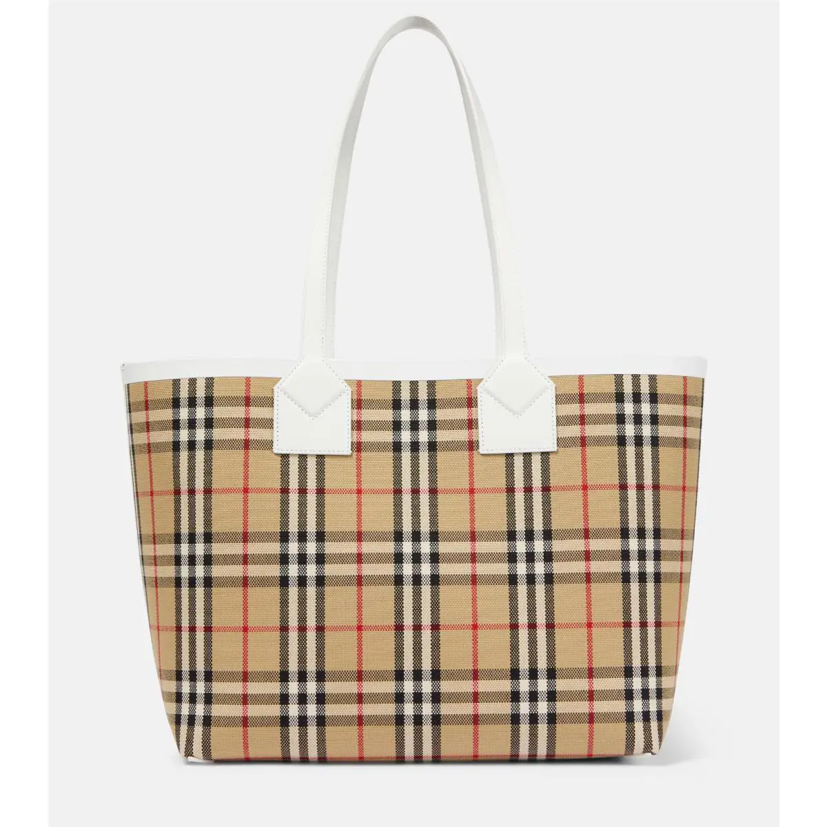 Burberry Ladies Archive Beige Check Cotton Canvas Small London Tote
