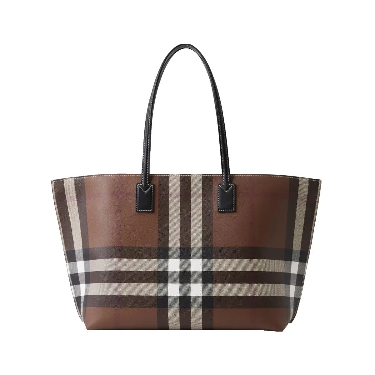 Burberry Check Coated Canvas Large Tote Shopper In Dark Birch Brown
