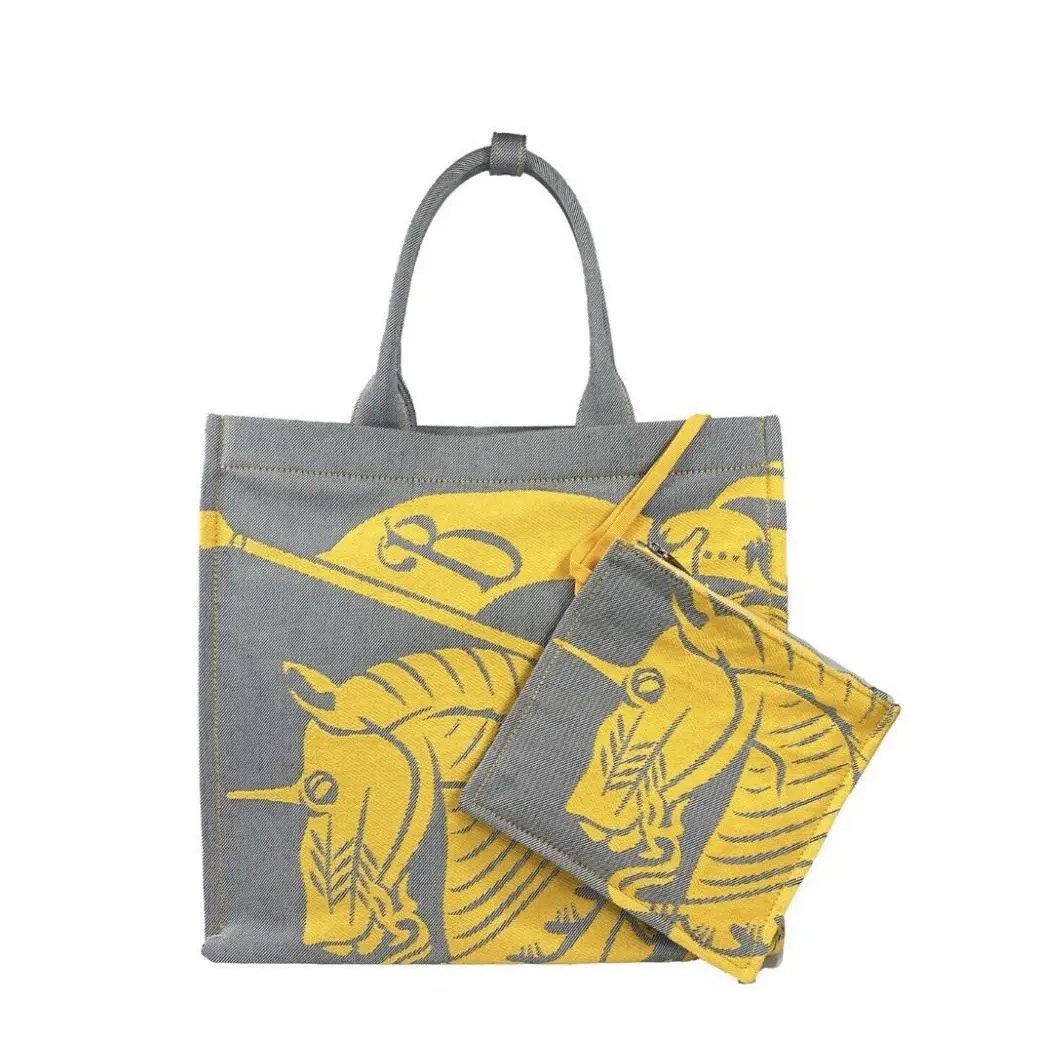 Burberry Ekd Canvas Tote Bag with Pouch Color: Sunflower Retail