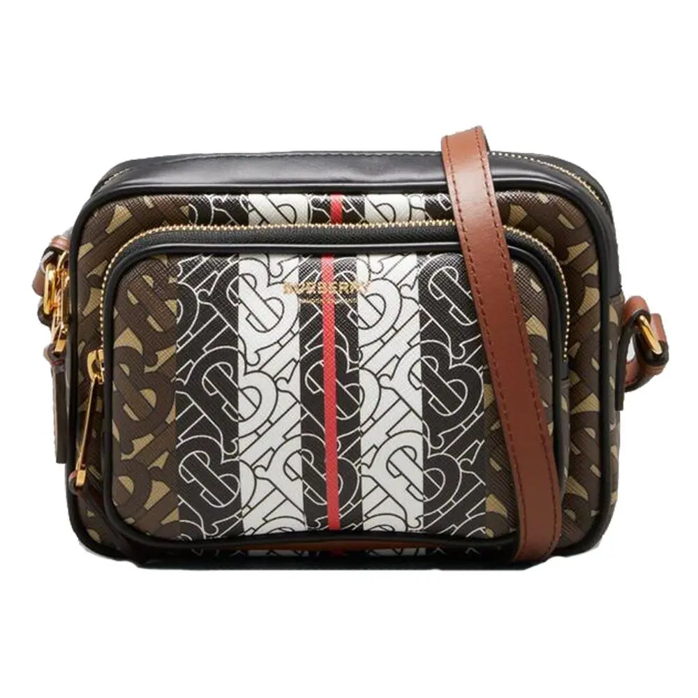 Burberry Small Handbag Black Brown Bridle Camera Zip Leather Bag Italy Red