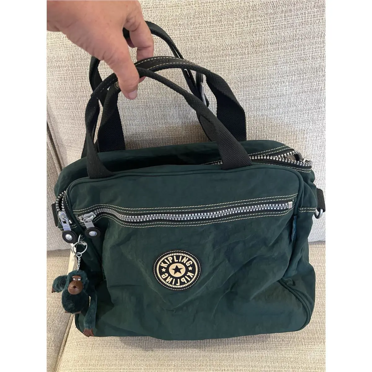Tumi Kipling Green Nylon Boarding Tote Carryon Patricia The Monkey Charm