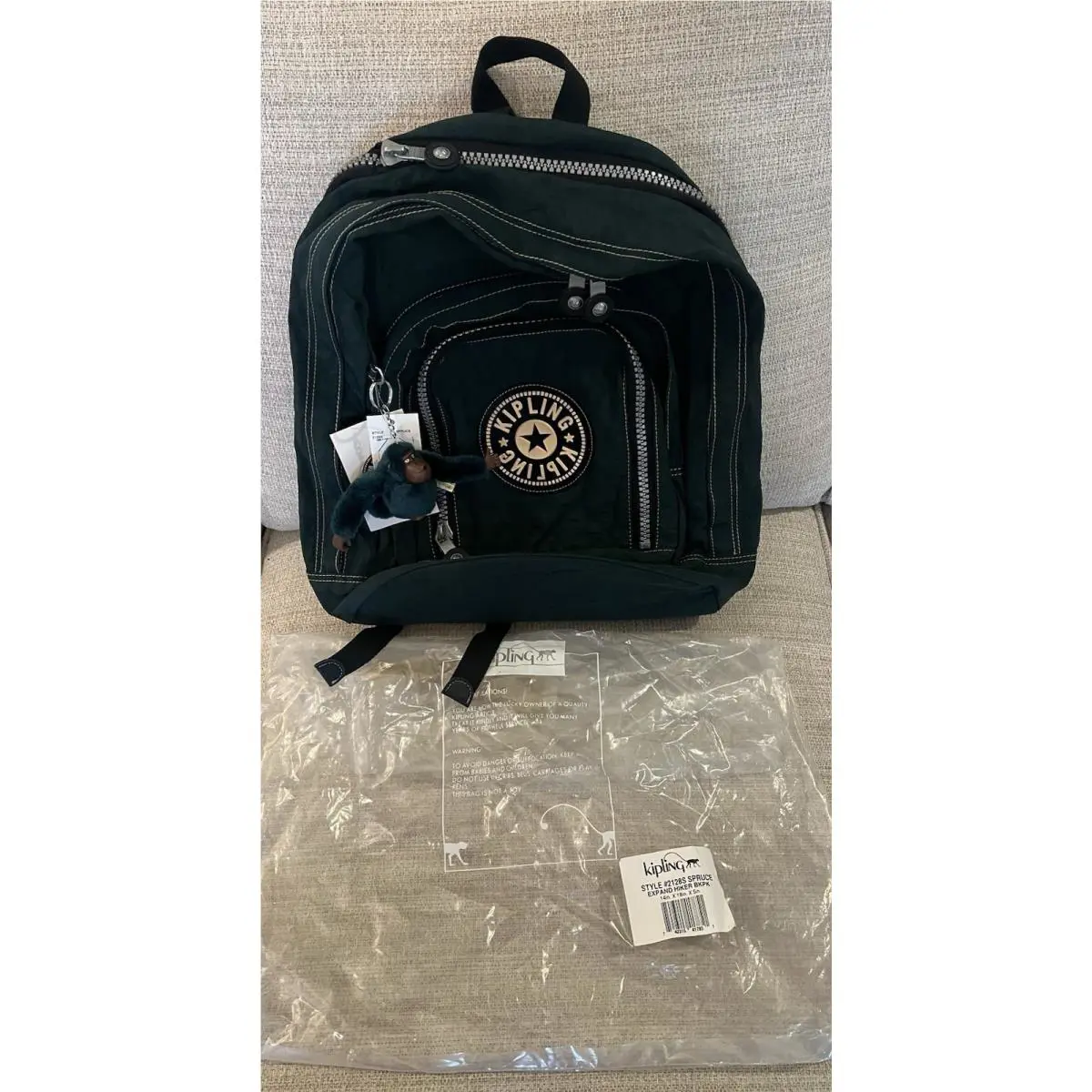 Tumi Kipling Green Nylon Expand Hiker Backpack Patricia The Monkey Charm