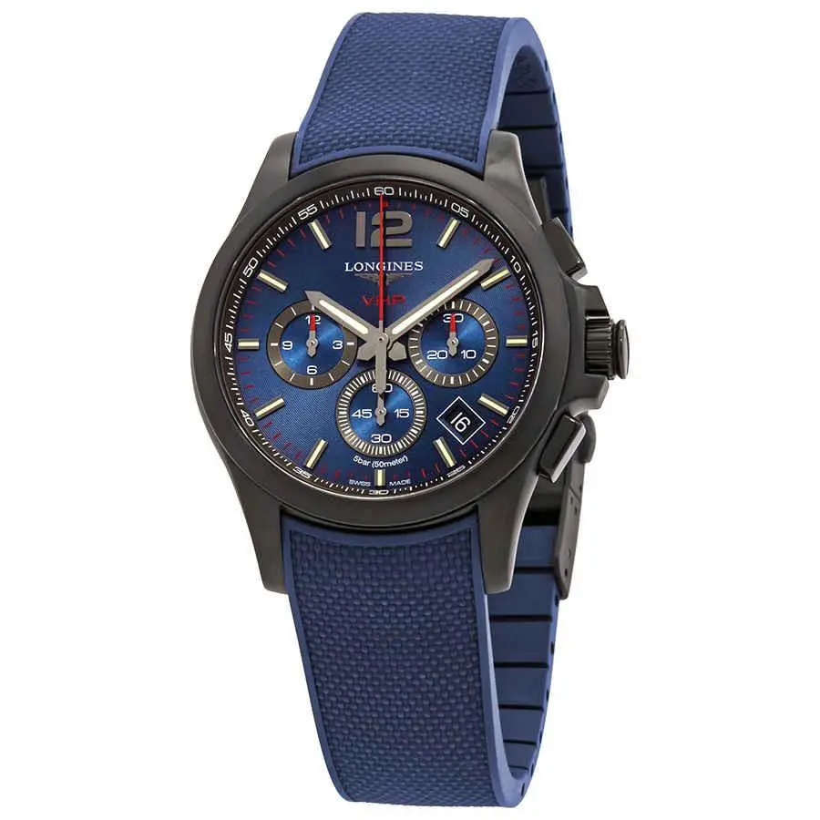 Longines Conquest V.h.p. Perpetual Chronograph Quartz Blue Men`s Watch