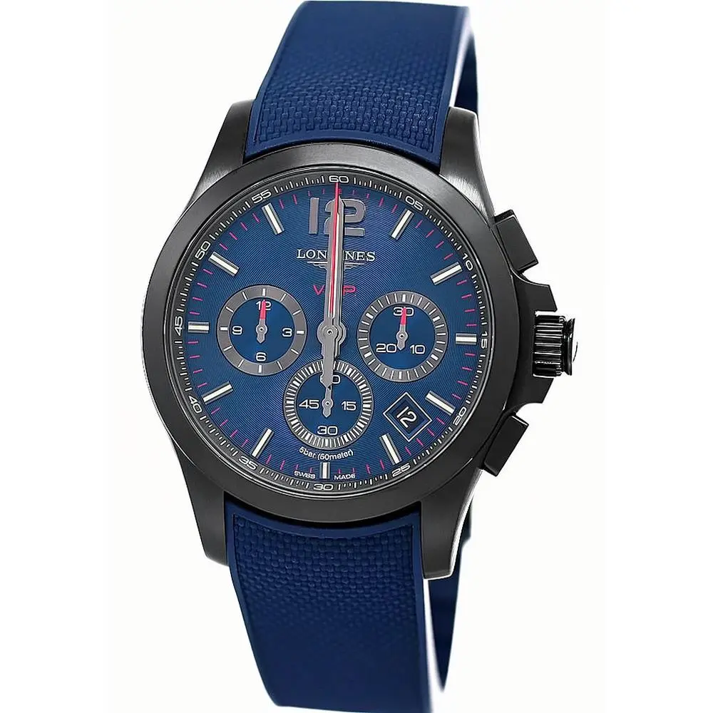 Conquest V.h.p 42mm Blue Dial Blue Rubber Men`s Watch L3.717.2.96.9 by Longines