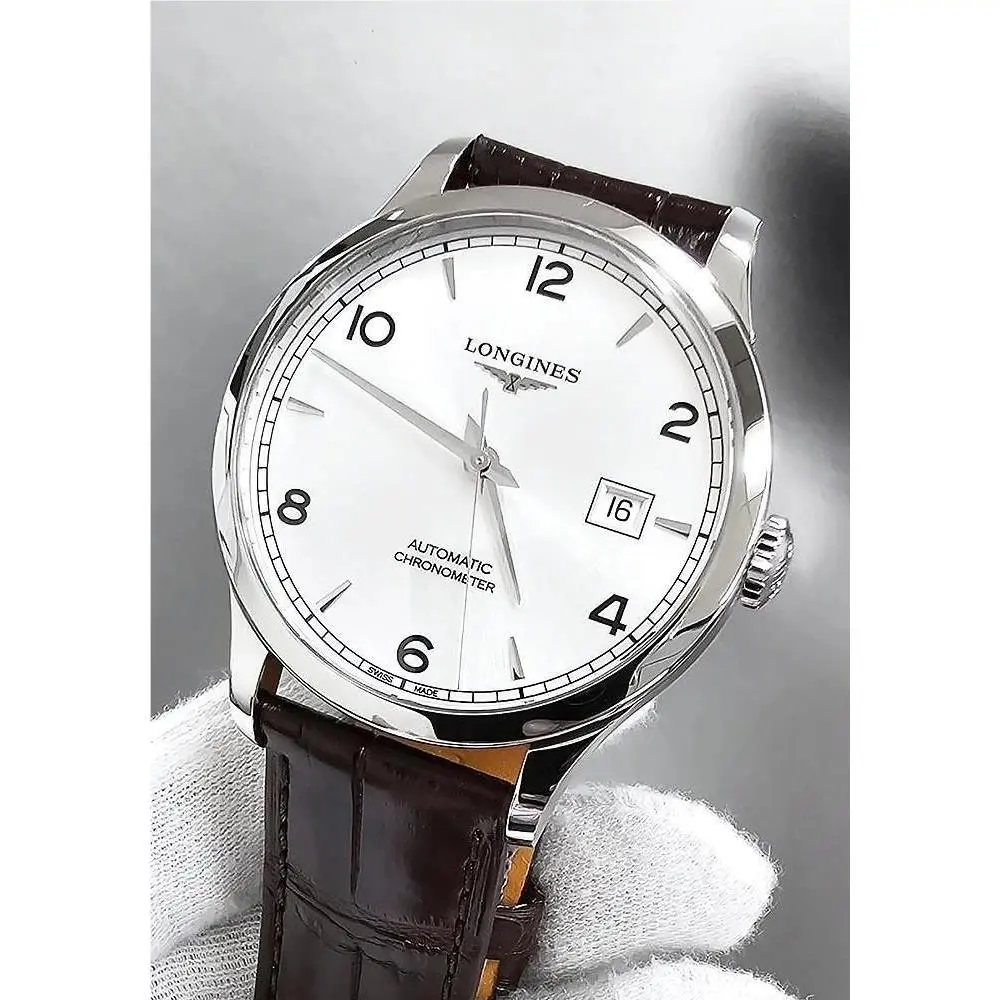 Record 40mm Silver Dial Brown Leather Men`s Watch L2.821.4.76.2 by Longines