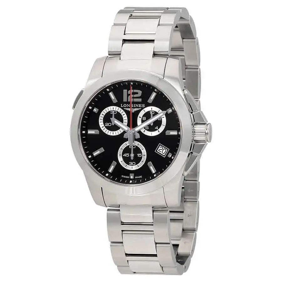 Conquest Chronograph Quartz Black Dial Men`s Watch L3.702.4.56.6 by Longines