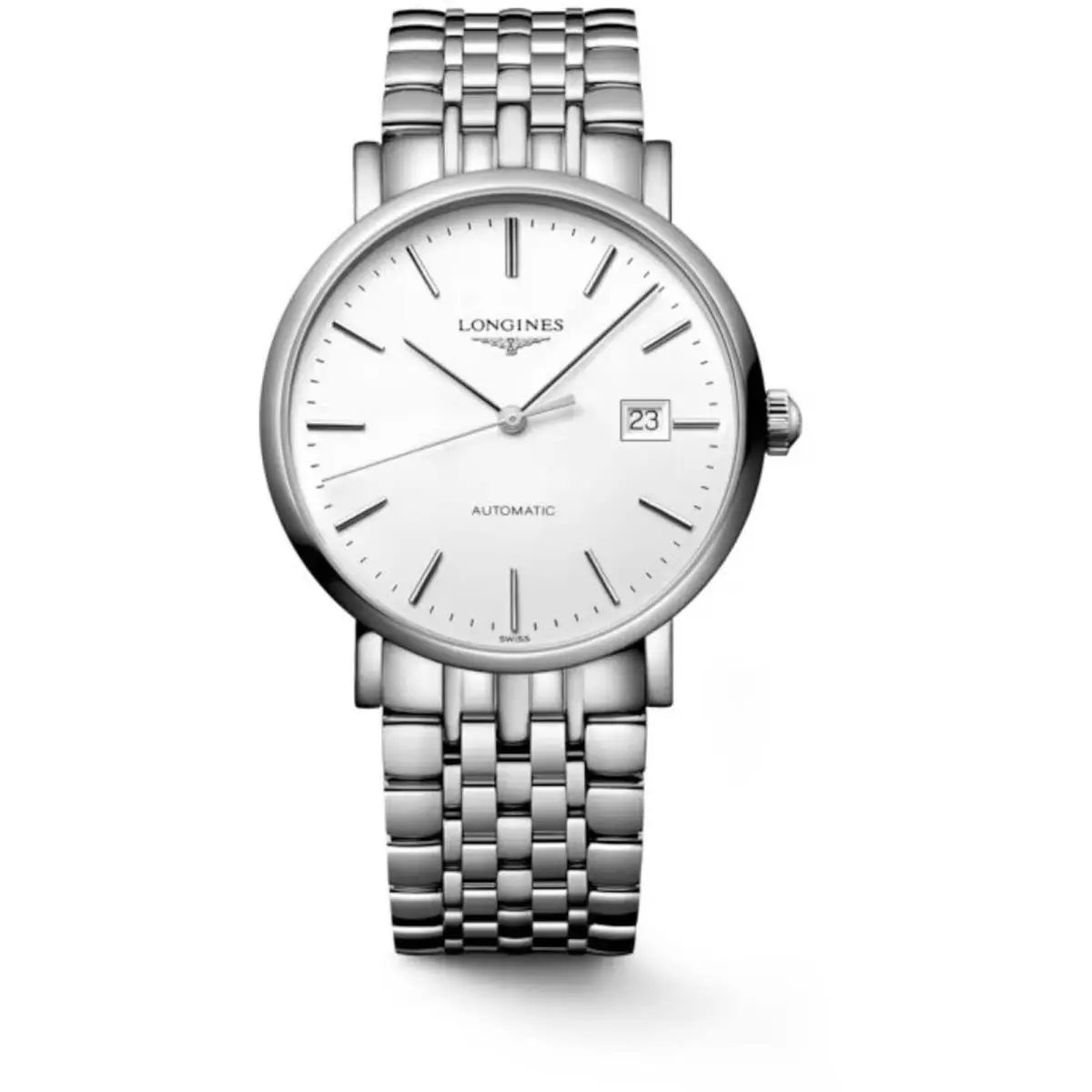 Longines Men`s Watch Elegant Automatic White Dial Silver Tone Bracelet L49104126
