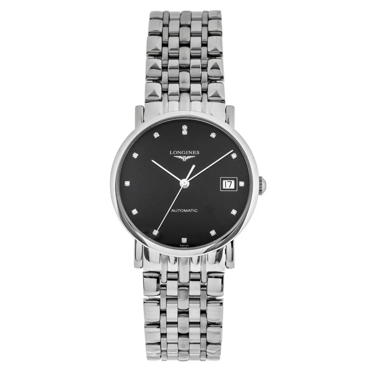 Longines Elegant Collection 34.5mm Auto SS Diamond Watch L4.809.4.57.6