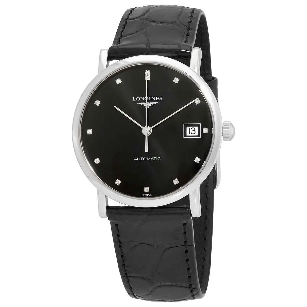 Longines Elegant Automatic Diamond Black Dial Ladies Watch L4.809.4.57.2