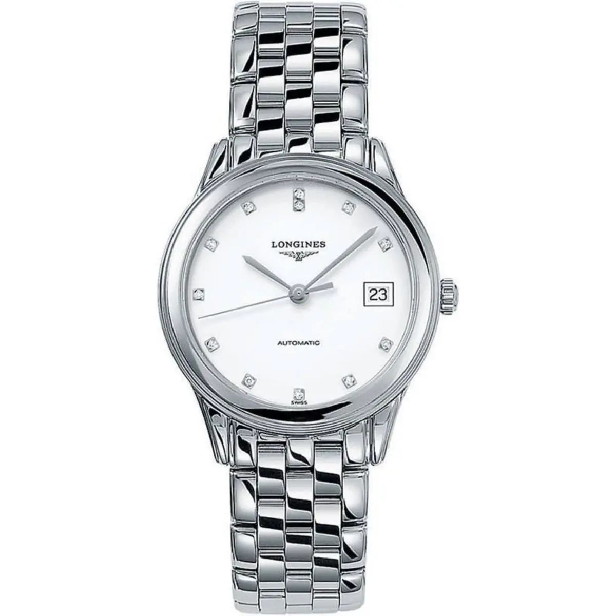 Longines Men`s Watch Flagship Date White Dial Silver Tone Bracelet L47744276