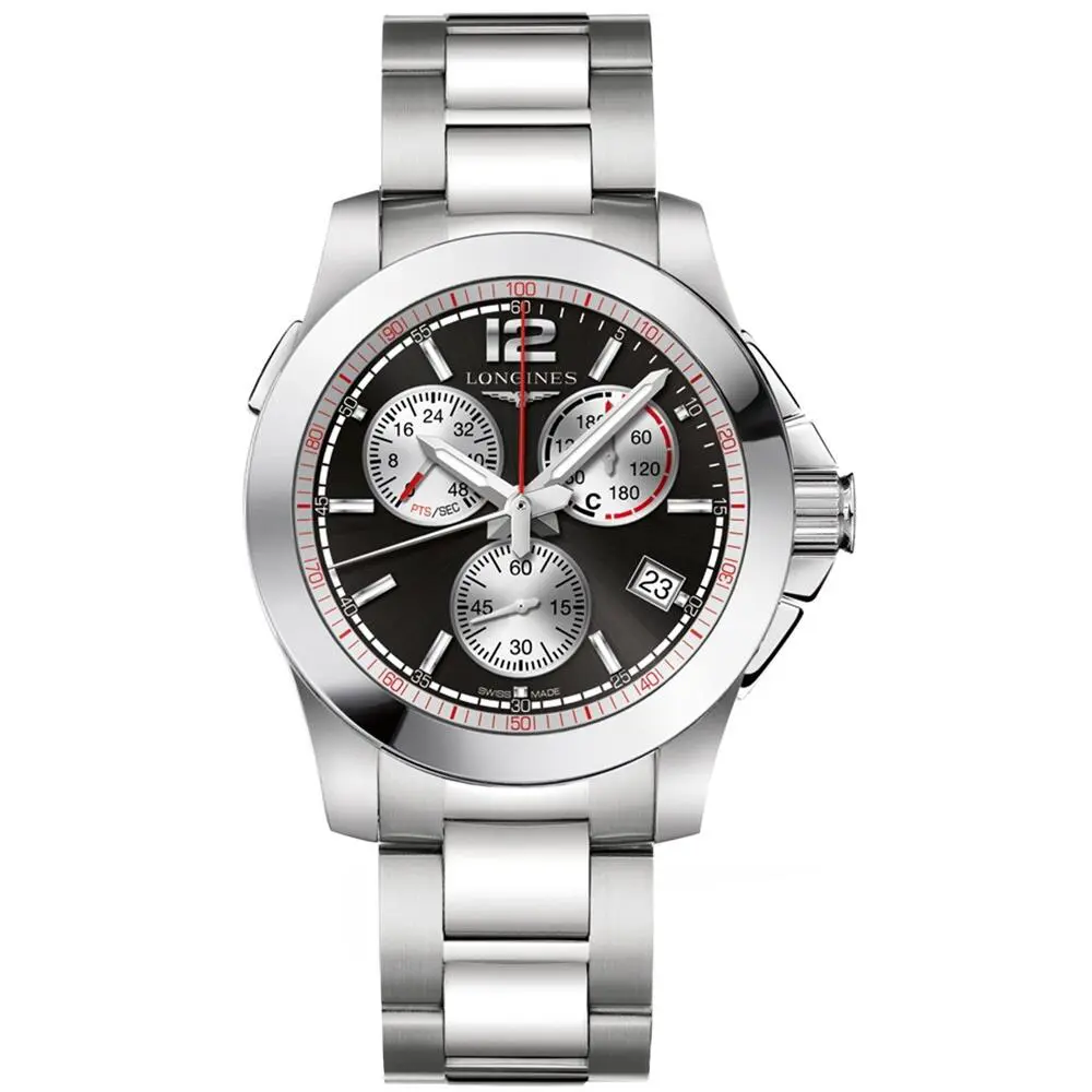 Longines Conquest Jumping Chronograph Steel Date Quartz Mens Watch L3.701.4.56.6