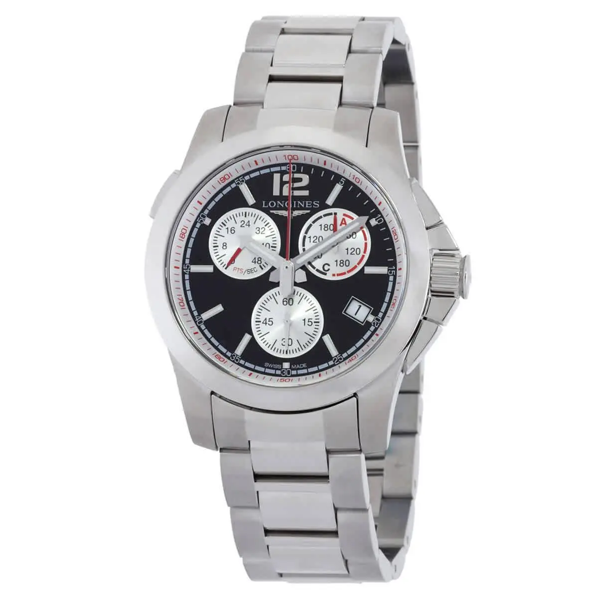 Longines Conquest Chronograph Quartz Black Dial Men`s Watch L3.701.4.56.6