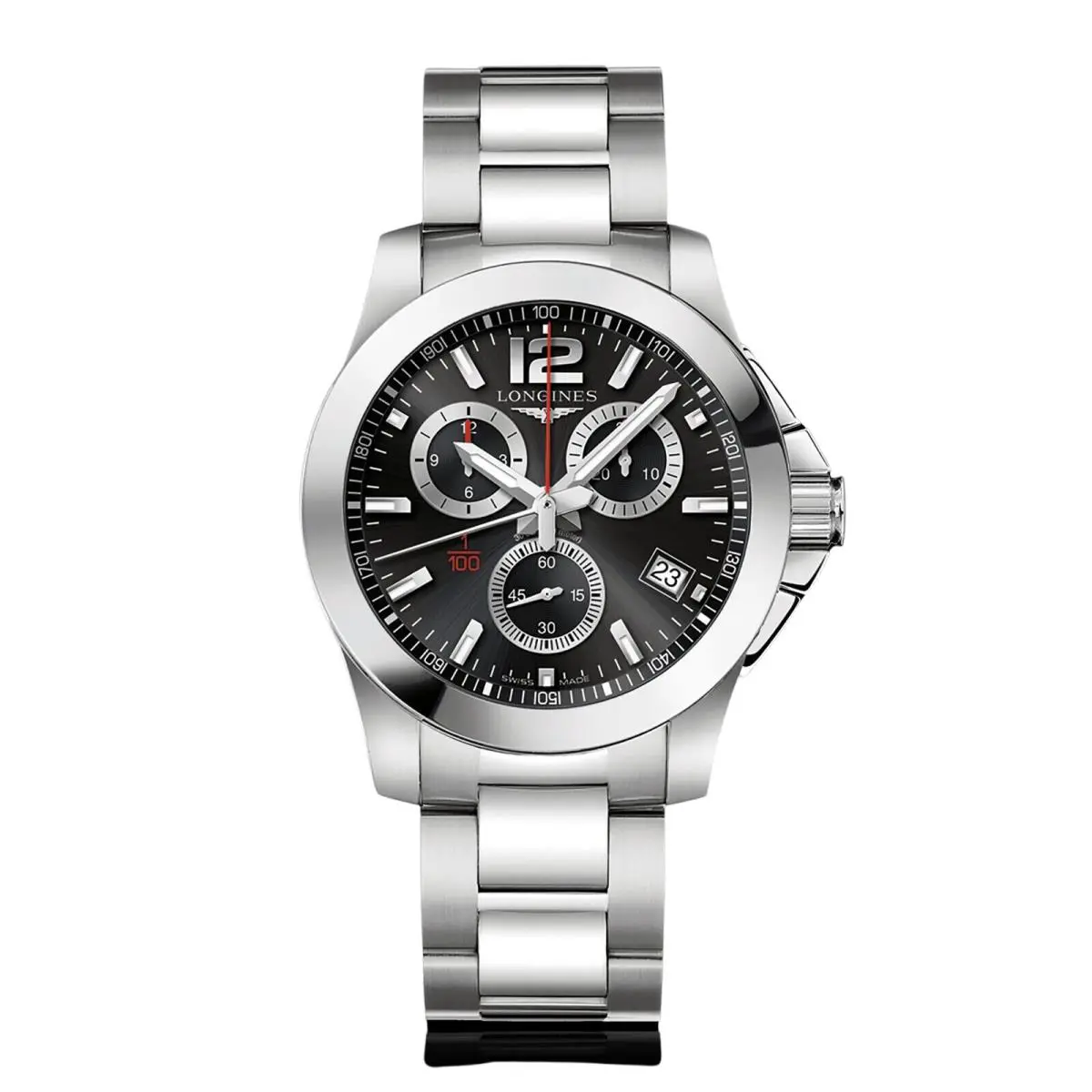 Longines Conquest Chronograph Steel Date Divers Quartz Mens Watch L3.700.4.56.6