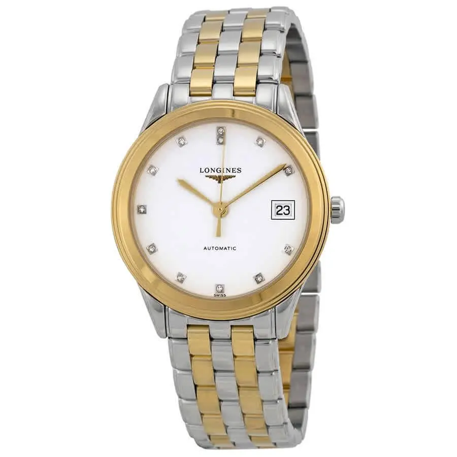 Longines Les Grandes Flagship Diamond Automatic Men`s Watch L4.774.3.27.7 - Gold / Skeleton / White, Dial: White, Band: Silver, Gold
