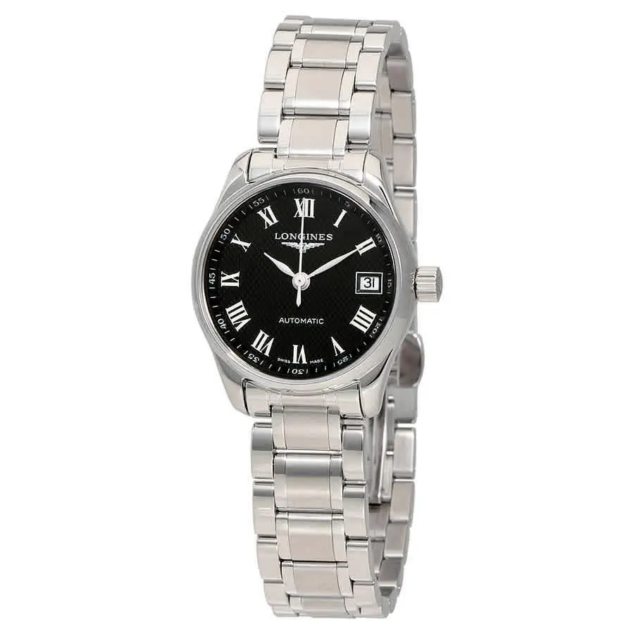Longines Master Automatic Black Dial Ladies Watch L2.128.4.51.6 - Dial: Black, Band: Silver, Bezel: Silver