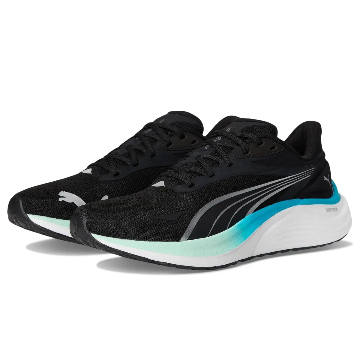 Man`s Sneakers Athletic Shoes  Electrify Nitro 4 Running Shoes Black/Mint Melt/Speed Blue by Puma
