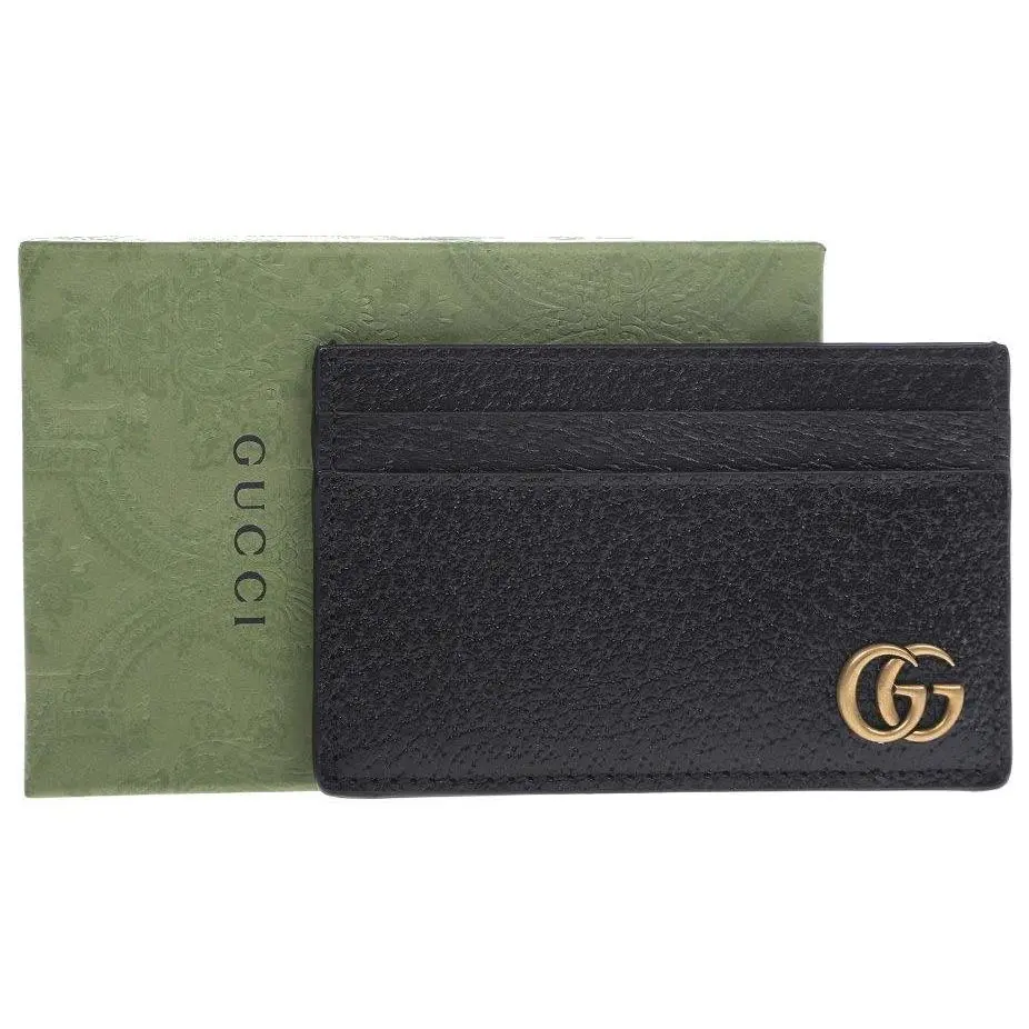 Gucci GG Marmont Black Leather Card Case Wallet W/box Unisex