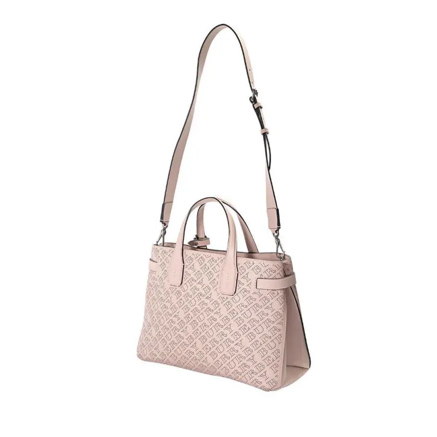 Burberry Pale Fawn Pink Medium Banner In Perforated Logo Leather 4080072