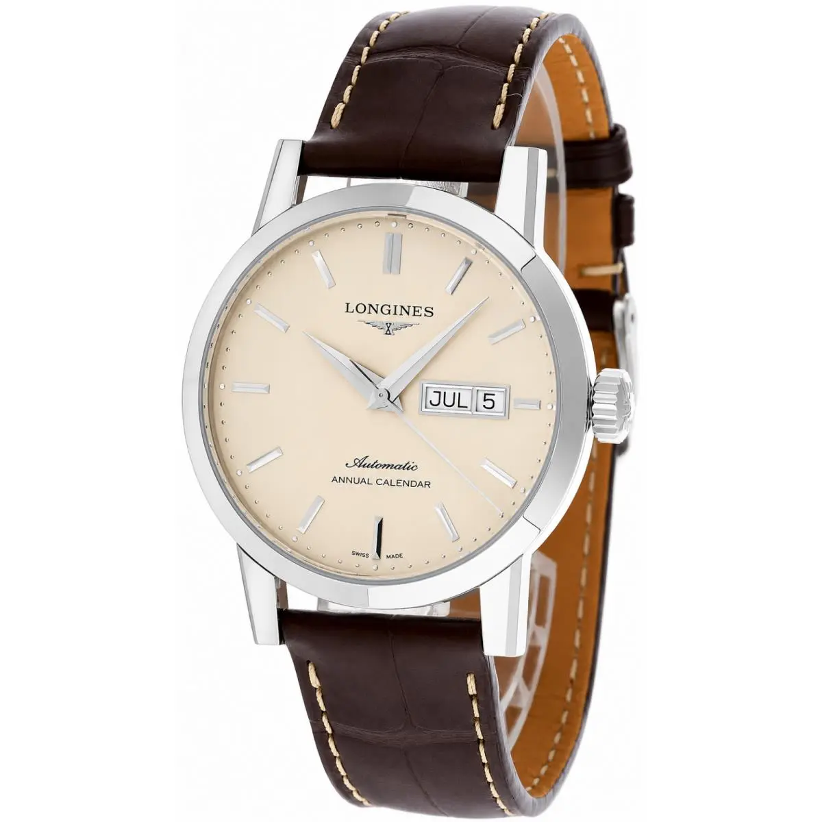 Longines 1832 Auto 40mm Beige Dial Leather Men`s Watch L4.827.4.92.2