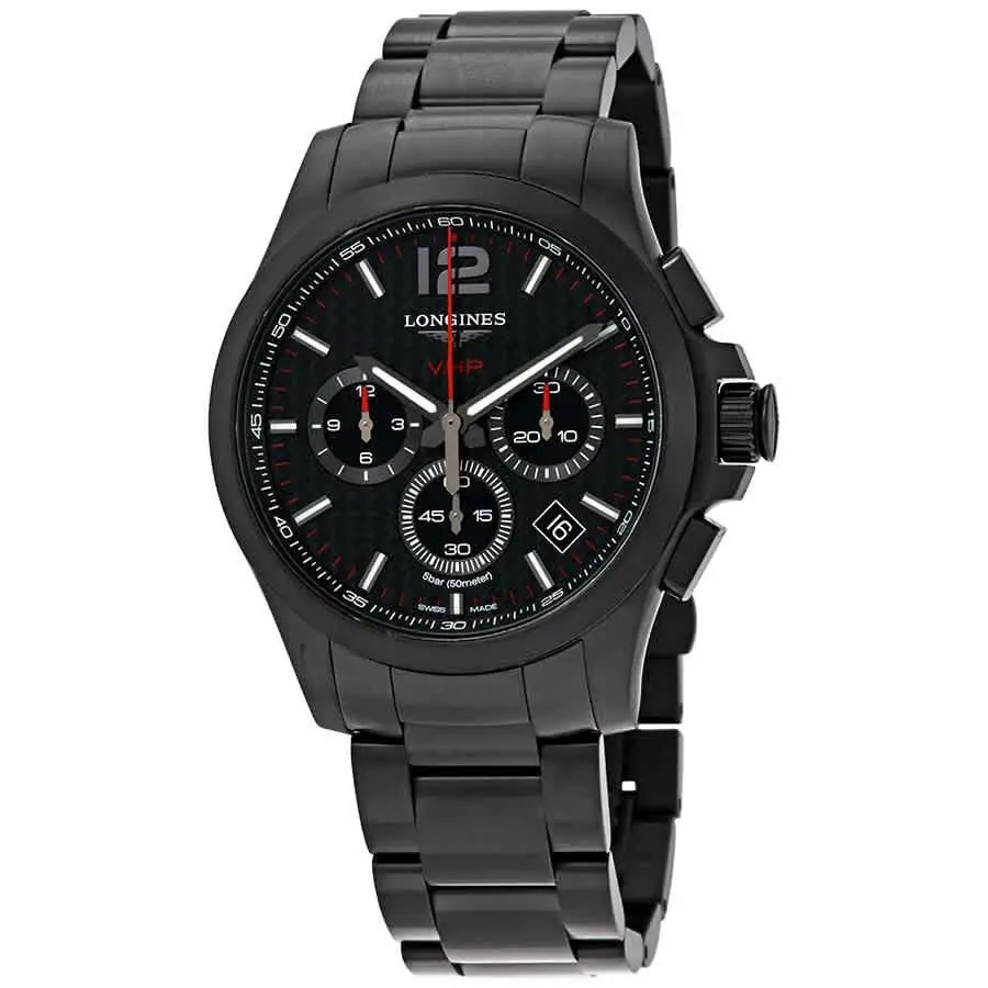 Longines Conquest V.h.p. Perpetual Chronograph Black Carbon Dial Men`s Watch