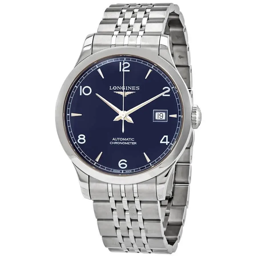 Longines Record Automatic Chronometer Blue Dial Men`s Watch L28204966 - Dial: Blue, Band: Silver, Bezel: Silver