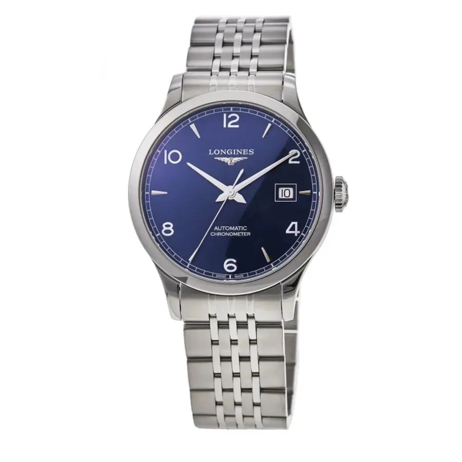 Longines Record 38.5mm Auto SS Blue Dial Men`s Watch L2.820.4.96.6 - Dial: Blue, Band: Silver, Bezel: Silver