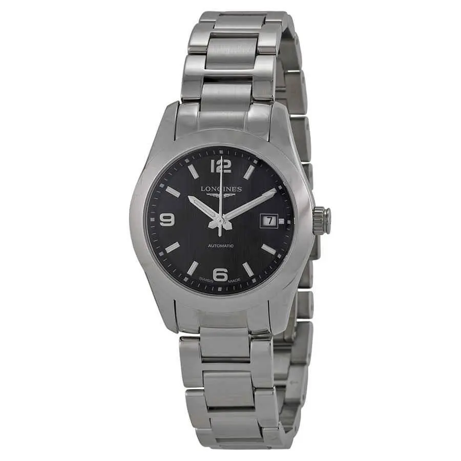 Conquest Classic Black Dial Stainless Steel Ladies Watch L22854566 by Longines
