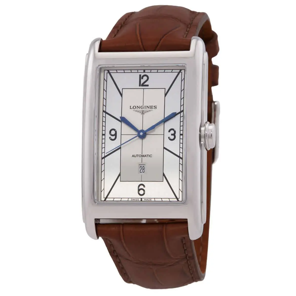 Longines Dolcevita Automatic Silver Dial Leather Men`s Watch L5.767.4.73.3 - Face: Silver, Dial: Silver, Band: Beige
